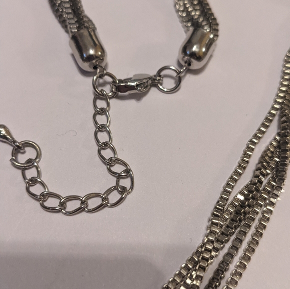 Long knotted chains necklace - silver tone box chain - Picture 7 of 16